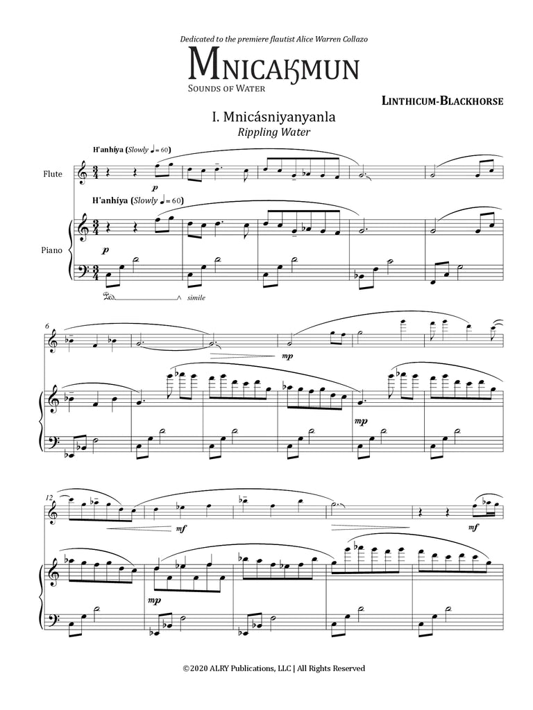Linthicum-Blackhorse - Mnicakmun for Flute and Piano