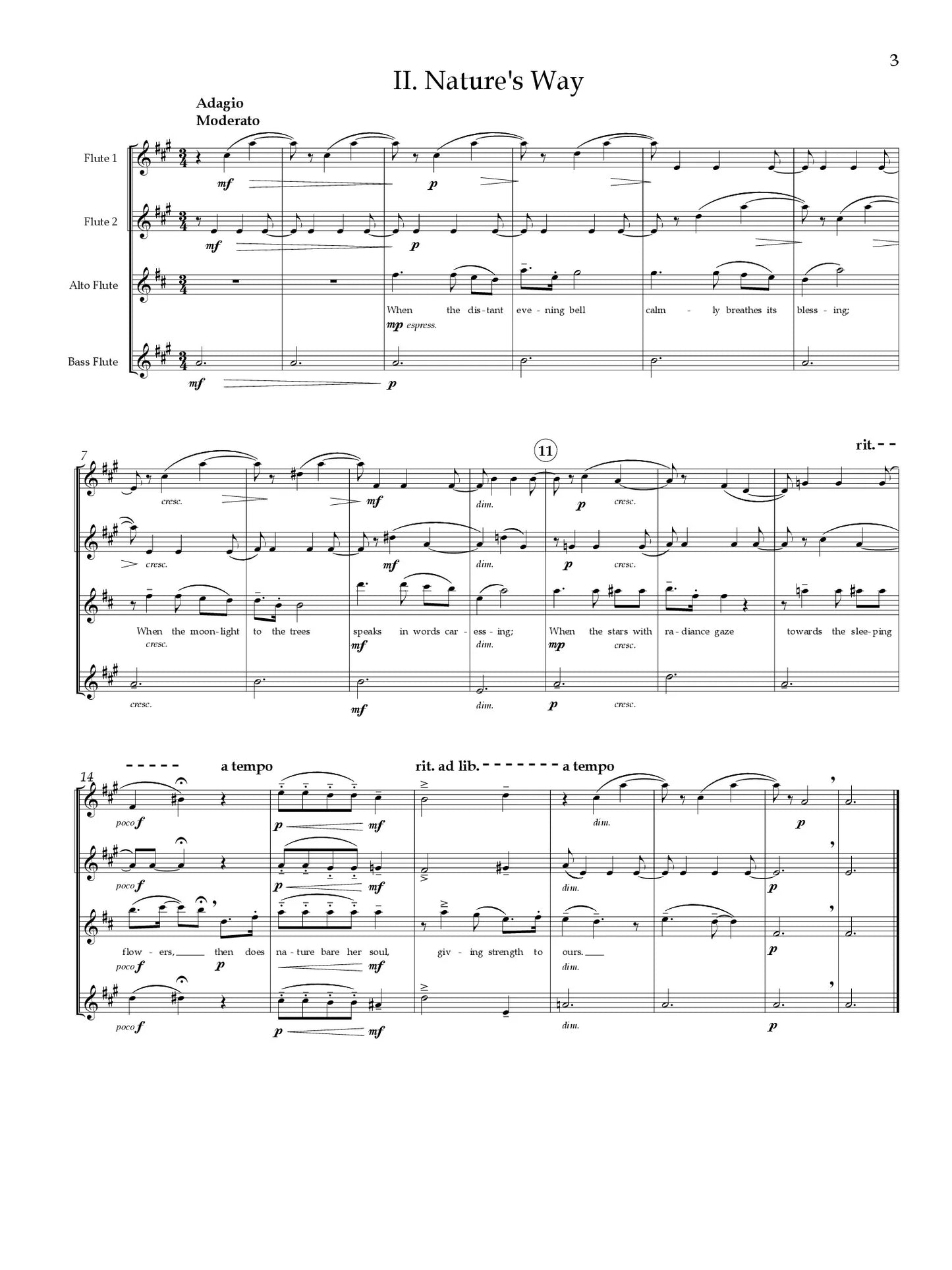 Ives (arr. Mutter) - Selections from 114 Songs for Flute Quartet