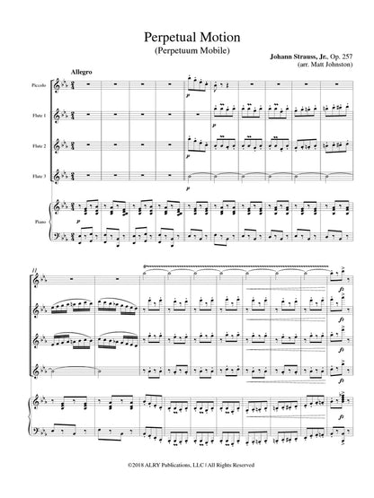 Strauss (arr. Johnston) - Perpetual Motion for Piccolo, Three Flutes and piano