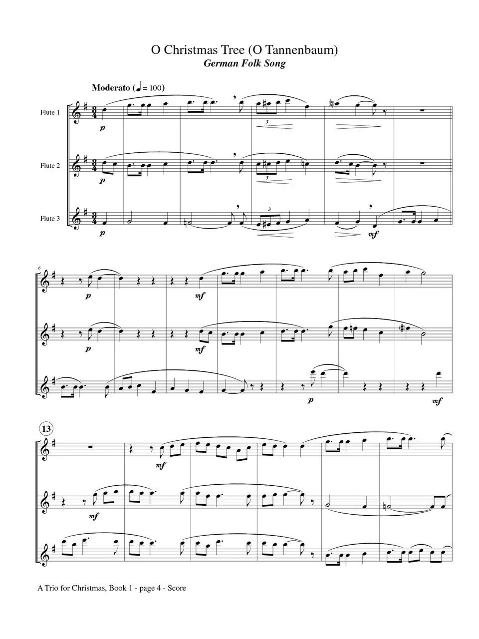 Lombardo - A Trio for Christmas, Book I (Flute)