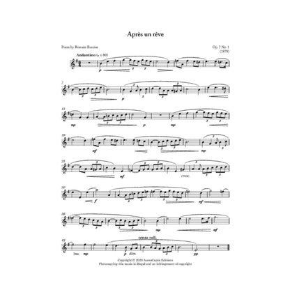 Fauré Après un rêve for violin and piano - Digital download