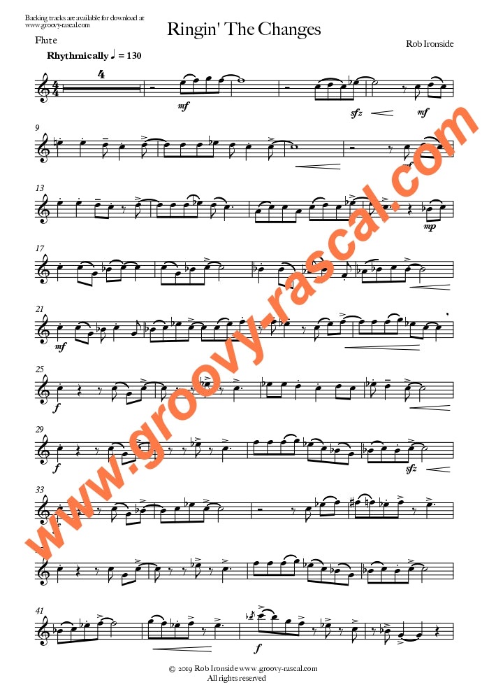 Ironside, Rob  Ringin’ The Changes for flute and piano - Digital Download