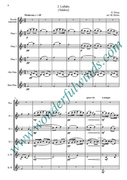 Grieg, E. - Six Norwegian Mountain Melodies for flute ensemble - Digital Download