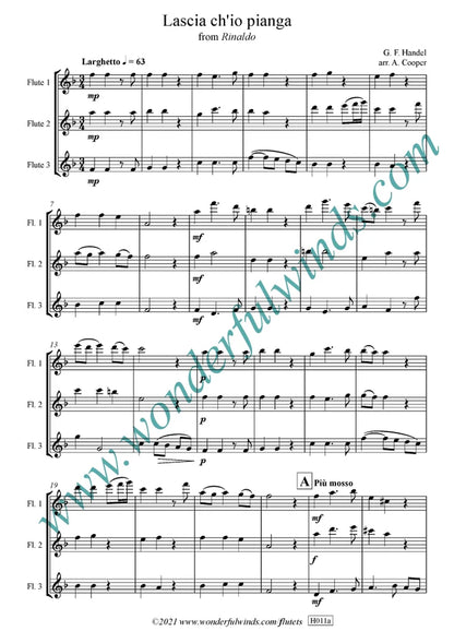Handel, G. F. - Lascia ch'io pianga (Rinaldo) - for 3 flutes - Digital Download