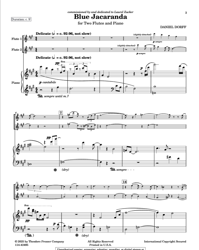 Dorff -  Blue Jacaranda for two flutes