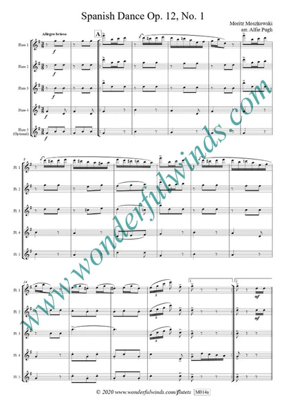 Moszkowski, M.- Spanish Dance Op. 12, No. 1  for 5 flutes Digital Download
