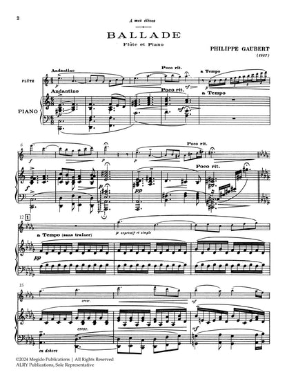 Gaubert - Ballade for Flute and Piano - MEG156