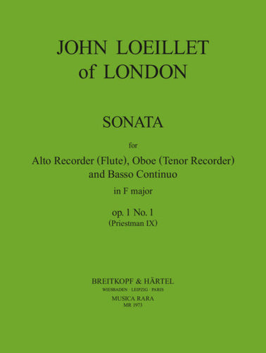 Loeillet, John  of London - Sonatas Op. 1 Priestman IX edited by Robert Paul Block