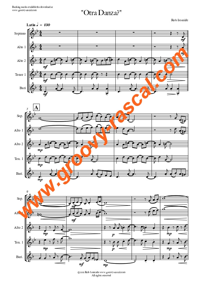 Ironside, Rob "Otra Danza?" for saxophone Quartet - Digital Download