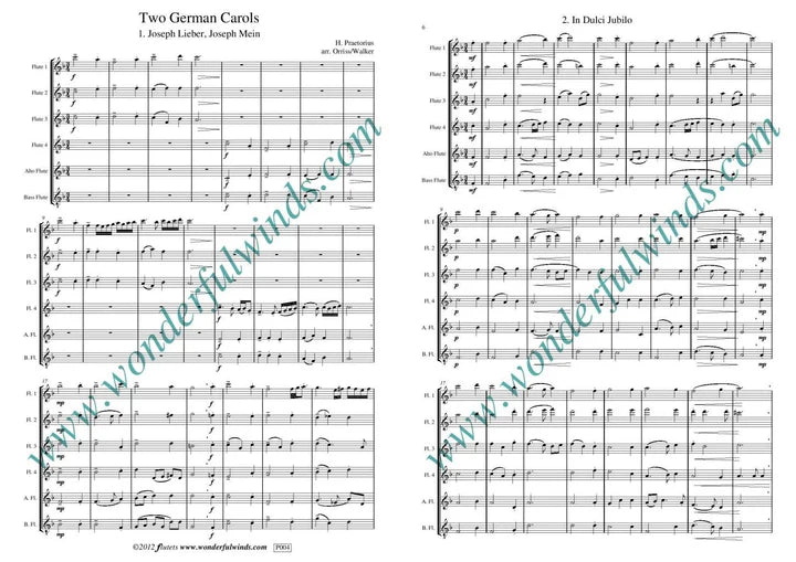 Two German Carols - Praetorius, H - for flute ensemble  Digital Download