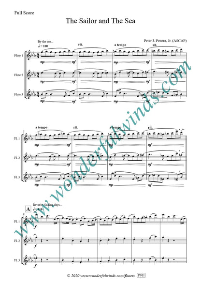 Pecora, P. J. Jr.- The Sailor and The Sea for 3 flutes - Digital Download