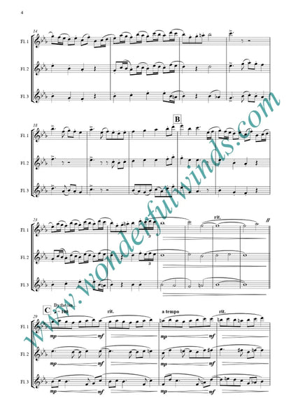 Pecora, P. J. Jr.- The Sailor and The Sea for 3 flutes - Digital Download