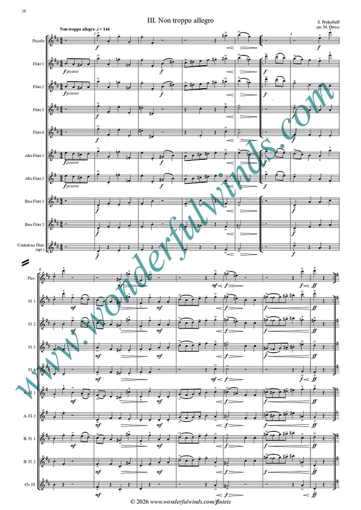 Prokofieff, S - Symphony No. 1, Op. 25 (The Classical Symphony) - Flute Orchestra   Digital Download