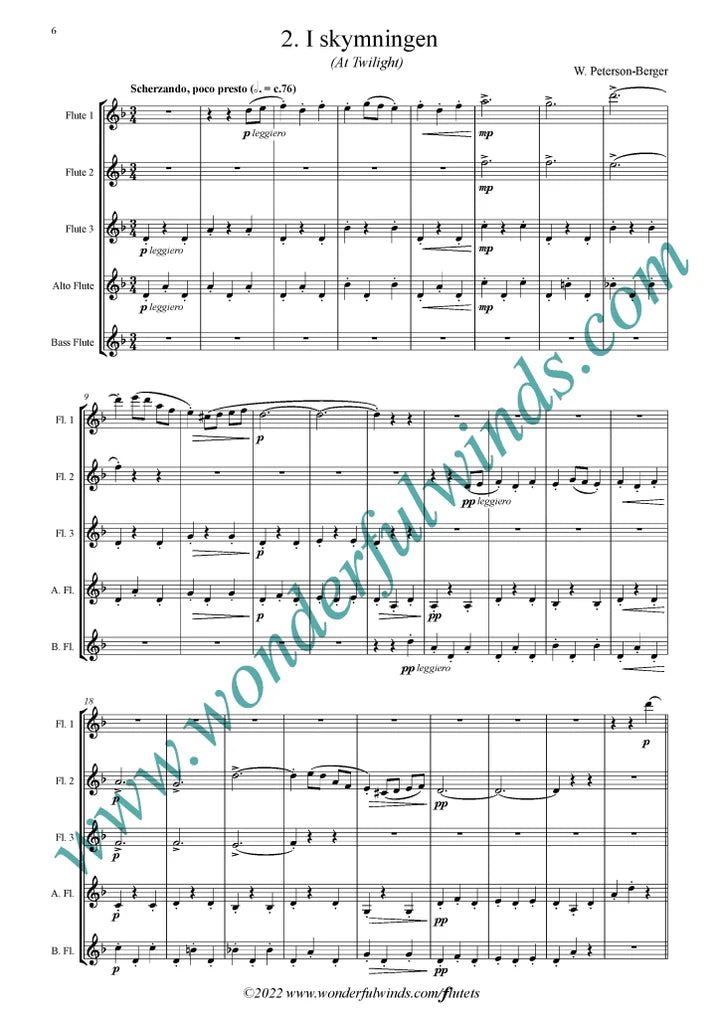 Peterson-Berger, W - Four pieces from Frösöblomster  -  Flute  Choir    Digital Download