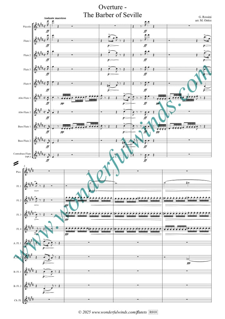 Rossini - Overture - The Barber of Seville for flute Orchestra - Digital Download