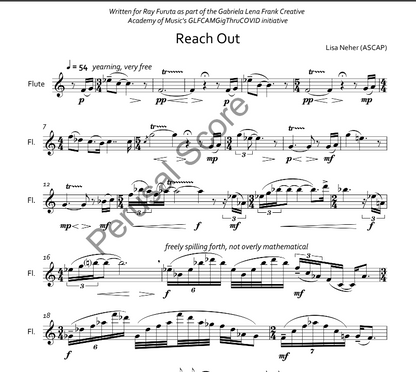 Neher, Lisa - Reach Out for solo flute (Instant Download)