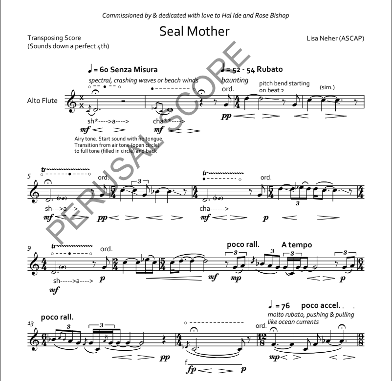 Neher, Lisa - Seal Mother for alto flute (Instant Download)