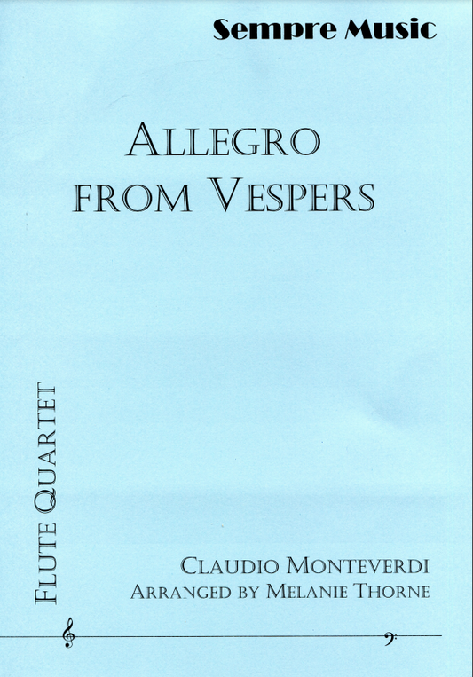 Monteverdi, Arr Thorne, Melanie  - Allegro from Vespers -  flute quartet - Digital Download