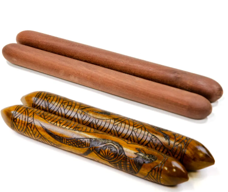 Clap Sticks – Rounded Redgum. Plain or Burnt. Approx 25cm – 30cm