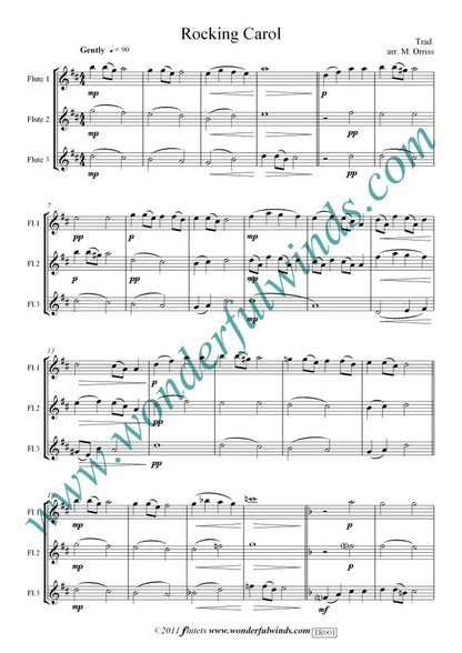 Rocking Carol - Traditional for flute Trio (3 C flutes) -   Digital Download