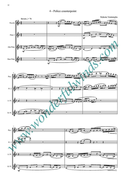 Ventimiglia, R. - Six Sketches for an Unwritten Opera  for flute quartet -    Digital Download