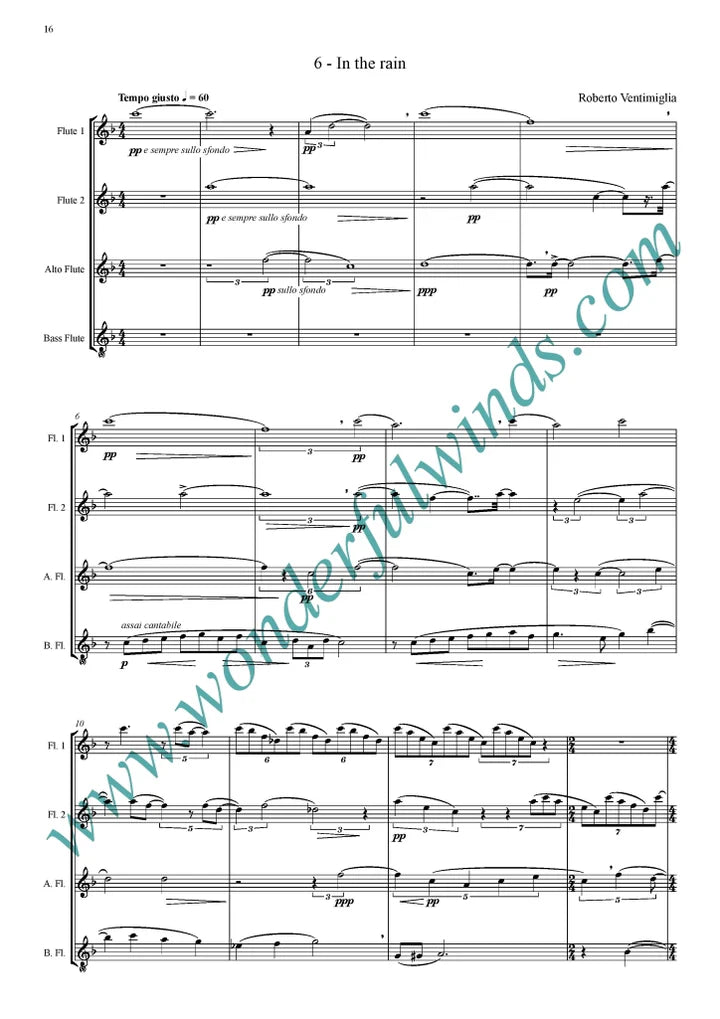 Ventimiglia, R. - Six Sketches for an Unwritten Opera  for flute quartet -    Digital Download