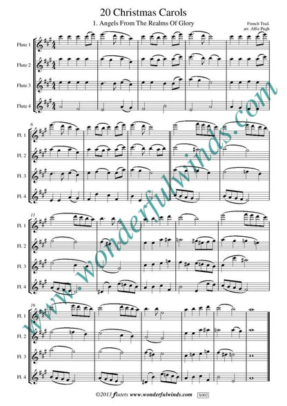 20 Christmas Carols - Various - for flute quartet (4 C flutes )-   Digital Download