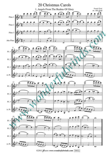 20 Christmas Carols - Various - for flute quartet (3 C flutes and 1 alto)-   Digital Download