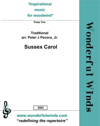 Sussex Carol - Traditional -   for flute Trio (3 C flutes) -   Digital Download