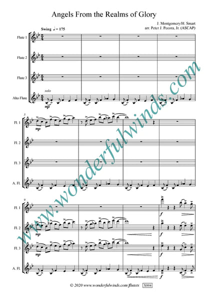 Angels From the Realms of Glory - Montgomery, J./Smart, H.- for flute quartet (3 C flutes and 1 alto)-   Digital Download