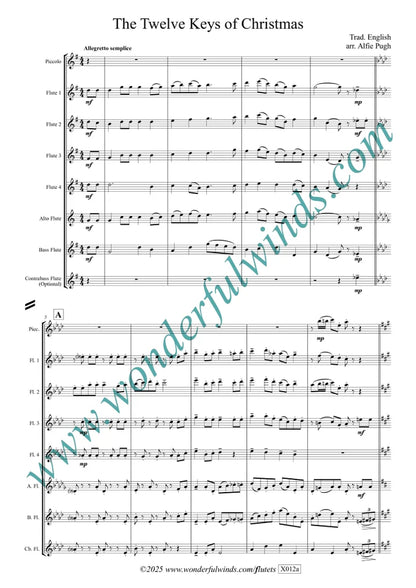 The Twelve Keys of Christmas - Trad. English/Pugh - Flute  Choir    Digital Download