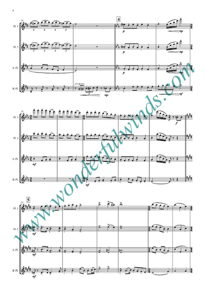 Trad. English/Pugh  - The Twelve Keys of Christmas - for flute quartet -   Digital Download