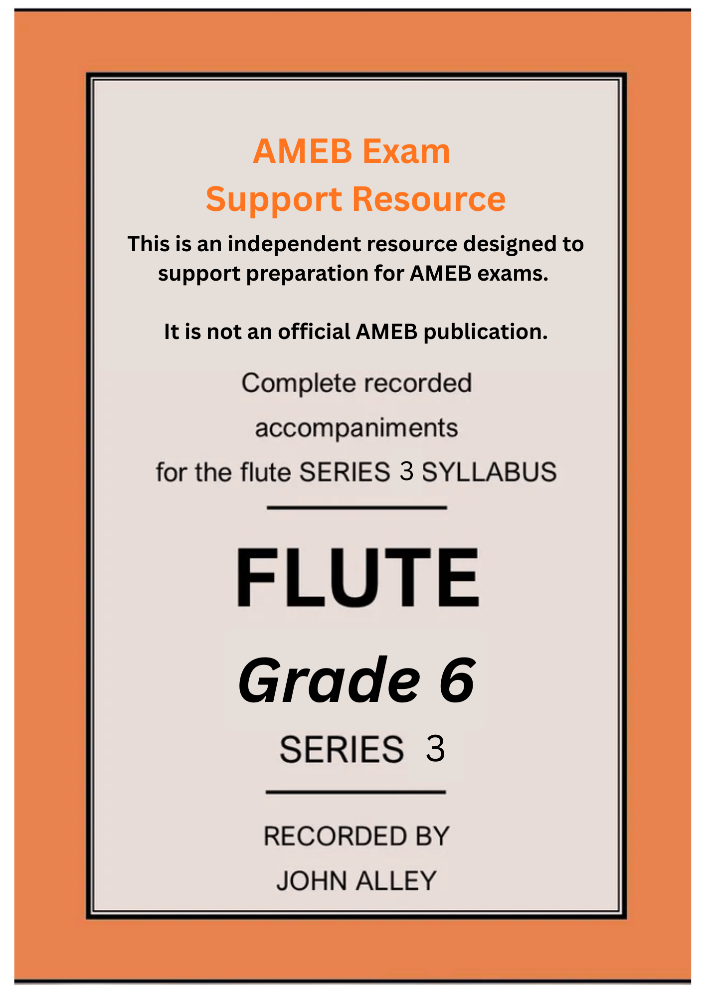 Recorded accompaniments for AMEB Grade 6 Series 3 Flute Support resource
