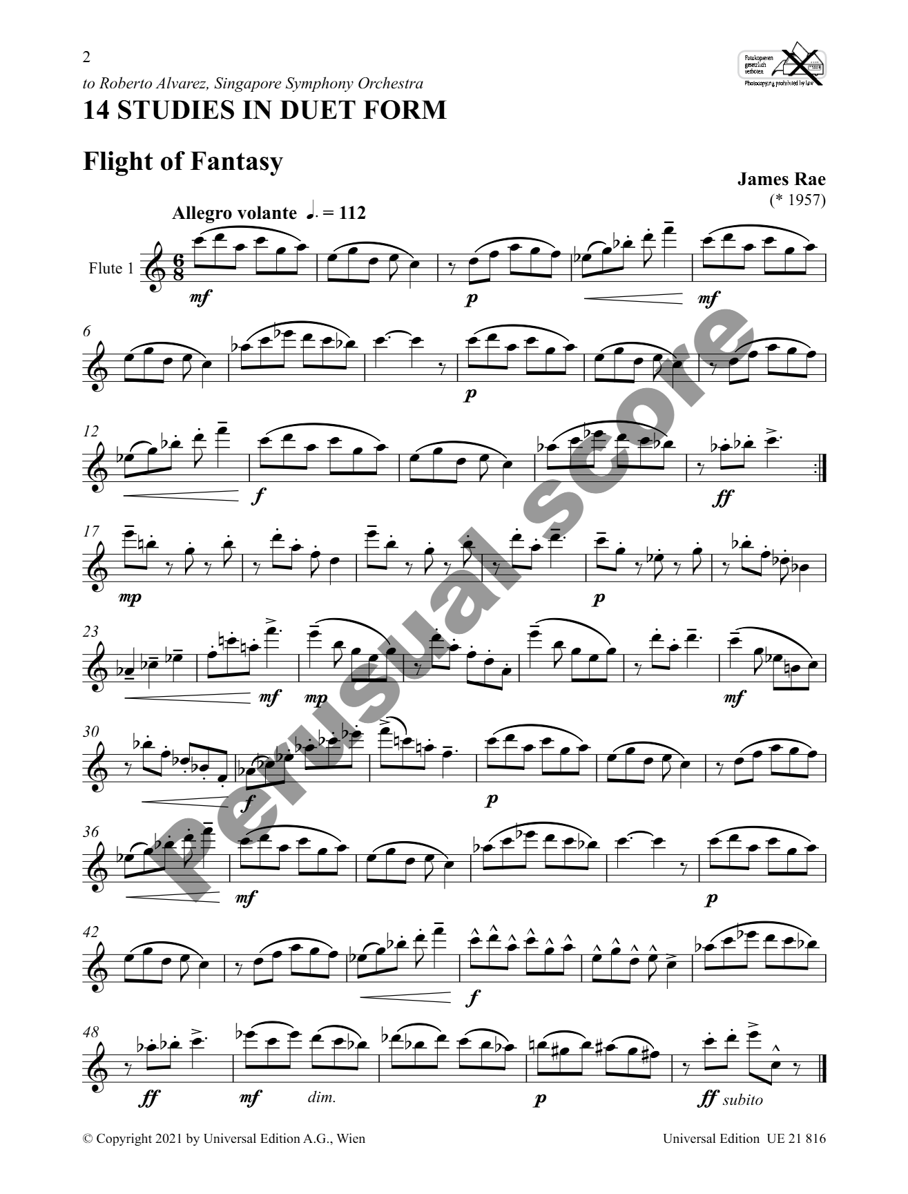 Rae, James - 14 Studies in Duet Form for 2 flutes