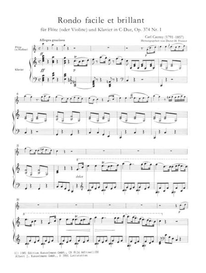 Czerny, Carl - Rondo Facile Brilliant  C major Op 374 N0 1,