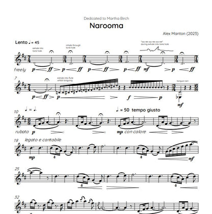 Manton , Alex  – Narooma for solo flute (Digital Download)
