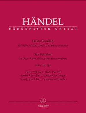 Handel 6 Sonatas for Oboe and Continuo Book 3