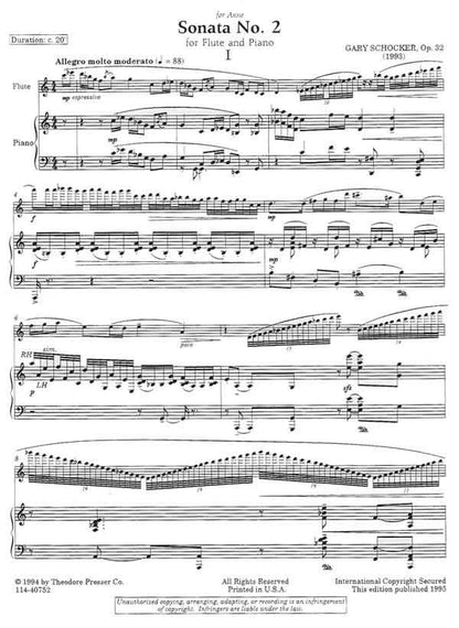 Schocker , Gary - Sonata No. 2, Opus 32 For Flute and Piano