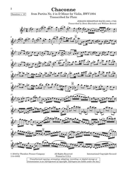 Bach, J S - Chaconne From "Partita No. 2 For Violin" BWV 1004 For Solo Flute