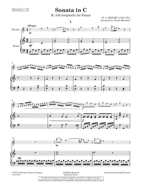 Mozart , WA - Sonata in C K545 for piccolo and piano
