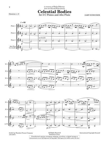 Schocker, G  - Celestial Bodies 3 flutes and alto flute