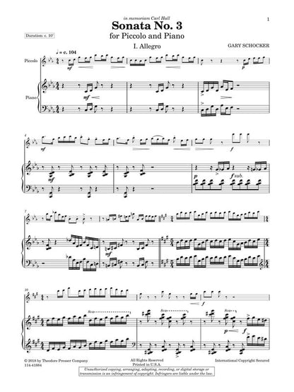 Schocker, G -  Sonata No 3 for Piccolo and Piano