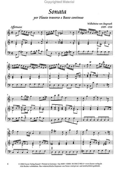Bayreuth, Wilhelmine von - Sonata in a minor for flute and basso continuo (Furore)
