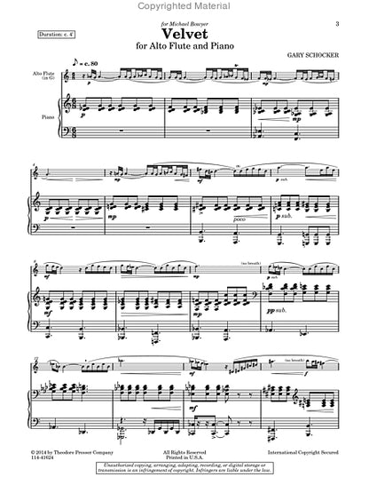 Schocker, G - Velvet for alto flute and piano