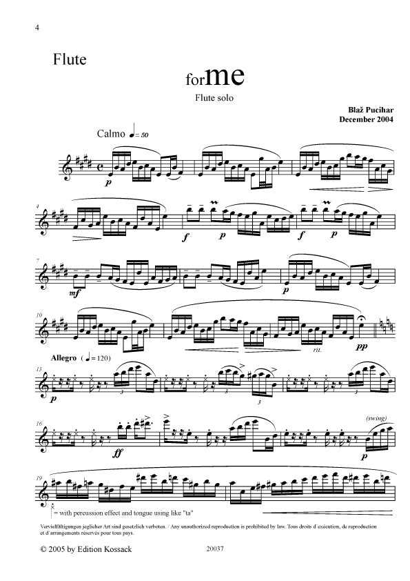 Pucihar , Blaz - for ME for solo flute