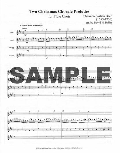 Bach, JS - Two Christmas Chorale Preludes for Flute Choir