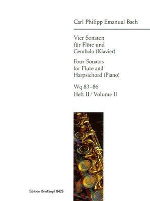 Bach, CPE - 4 Sonatas for Flute and Harpsichord (Piano) Vol. 2 (Breitkopf & Hartel )