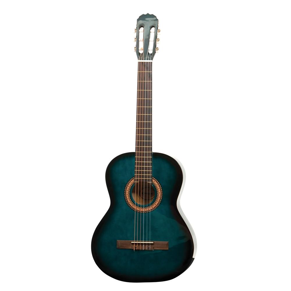 Onyx 4103BLT Classical Guitar 4/4 Size w/ Built In Tuner & Bag Blue ...