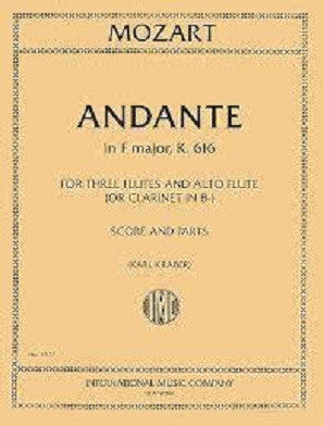 Mozart - Andante in F , K. 616 - 3 Flutes and Alto Flute or Clarinet in Bb
