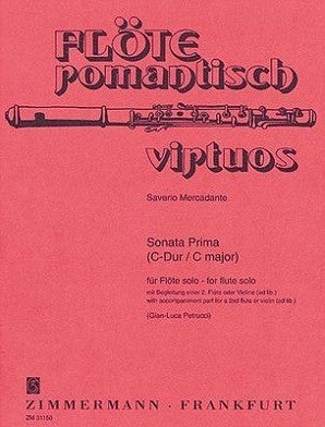 Mercadante - Sonata Prima C Flute Solo (2 Fl Or Vln Ad Lib) (Zimmerman)